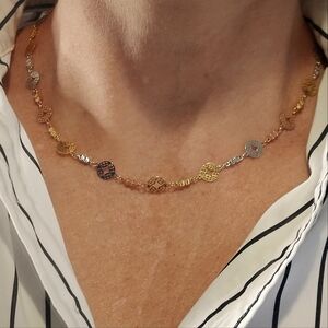 Dainty Yellow, White, & Rose Gold Tone Necklace